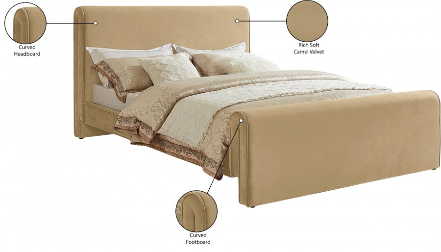 Sloan Camel Velvet Bed