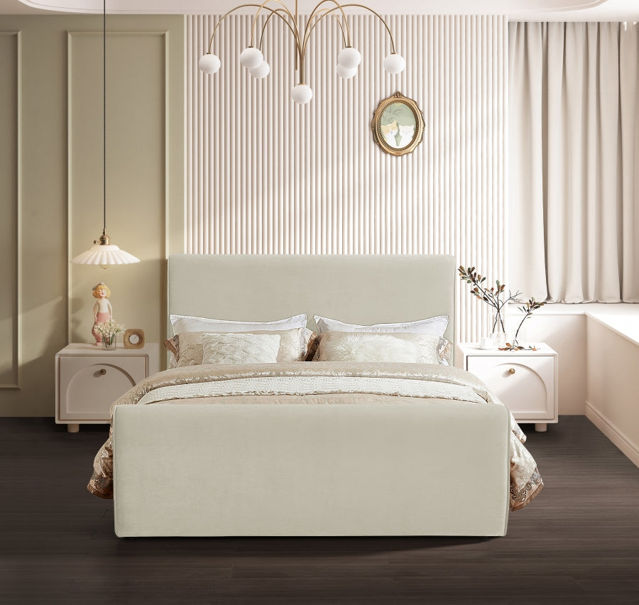 Sloan Cream Velvet Bed