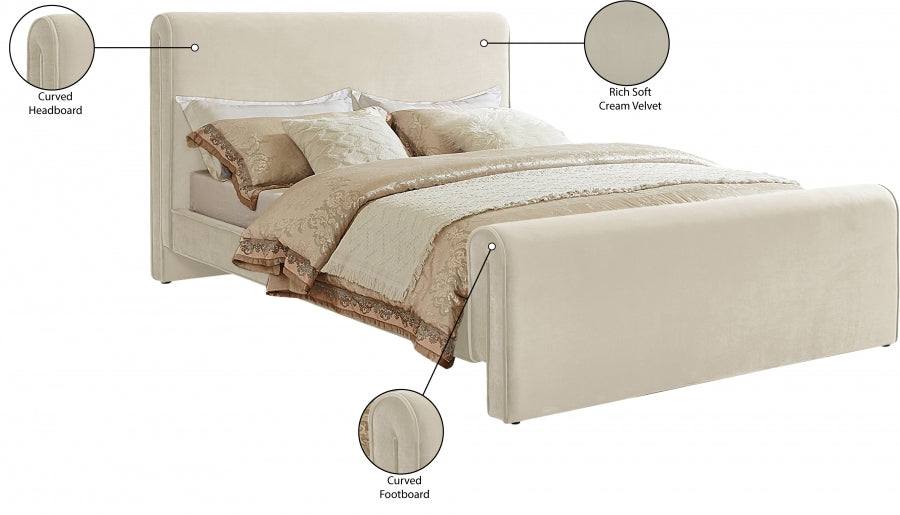 Sloan Cream Velvet Bed