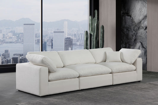 Comfy Linen Textured Fabric Sofa - Cream Color