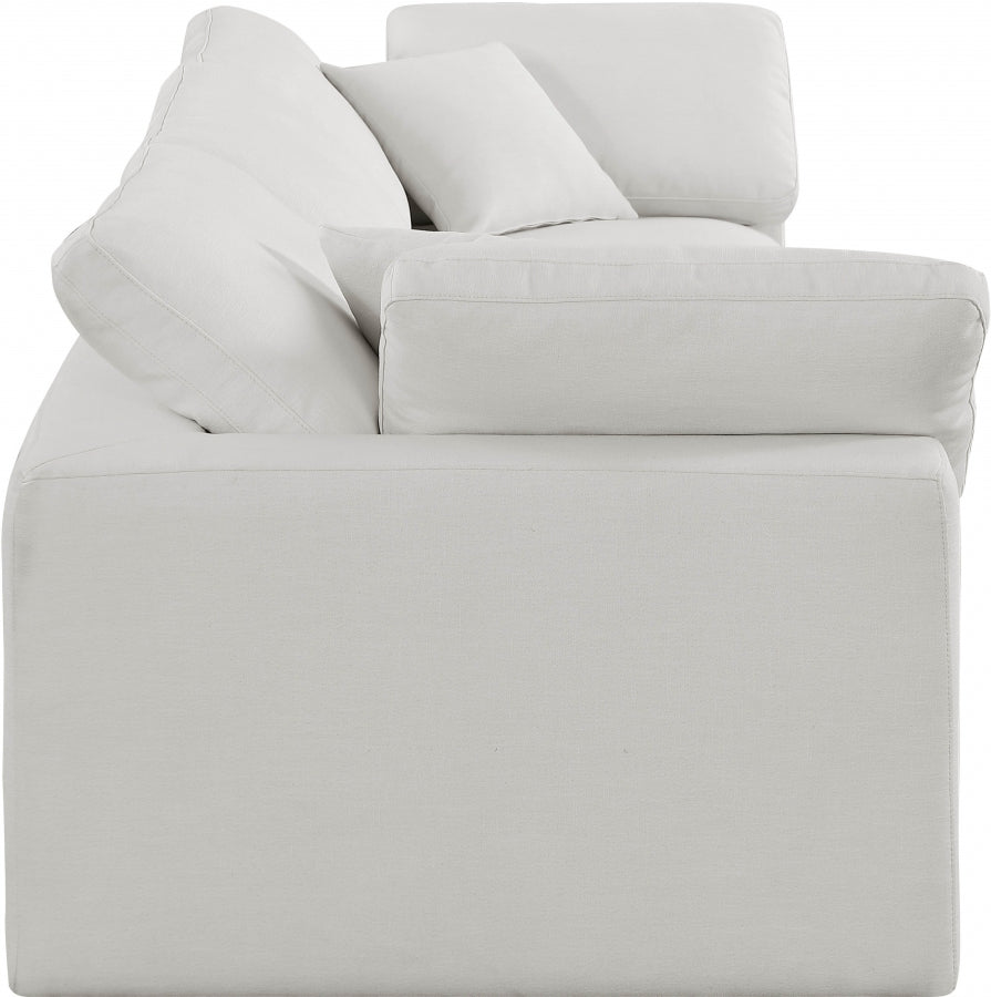 Comfy Linen Textured Fabric Sofa - Cream Color