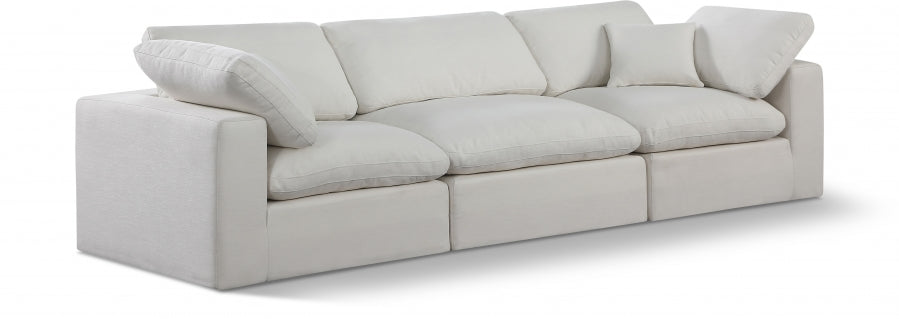 Comfy Linen Textured Fabric Sofa - Cream Color