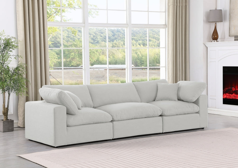 Comfy Linen Textured Fabric Sofa - White Color