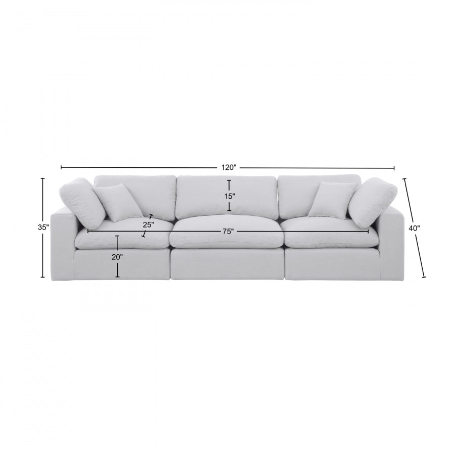 Comfy Linen Textured Fabric Sofa - White Color