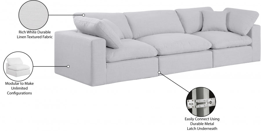 Comfy Linen Textured Fabric Sofa - White Color