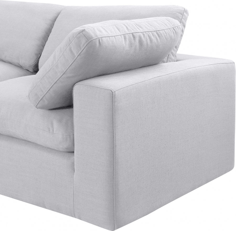 Two Pieces Comfy Linen Textured Fabric Sofa - White