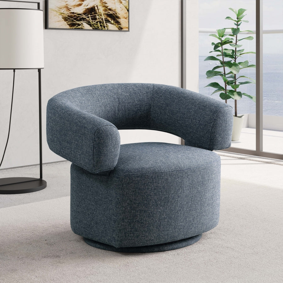 Niya Linen Textured Fabric Swivel Accent Chair