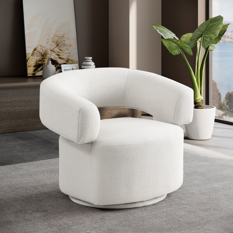 Niya Linen Textured Fabric Swivel Accent Chair