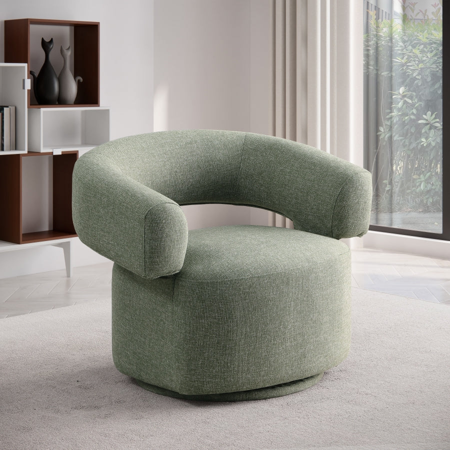 Niya Linen Textured Fabric Swivel Accent Chair