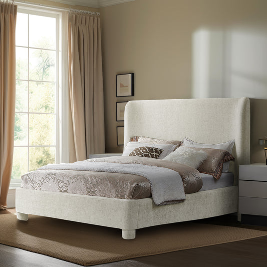 Cream Chenille Fabric Bed