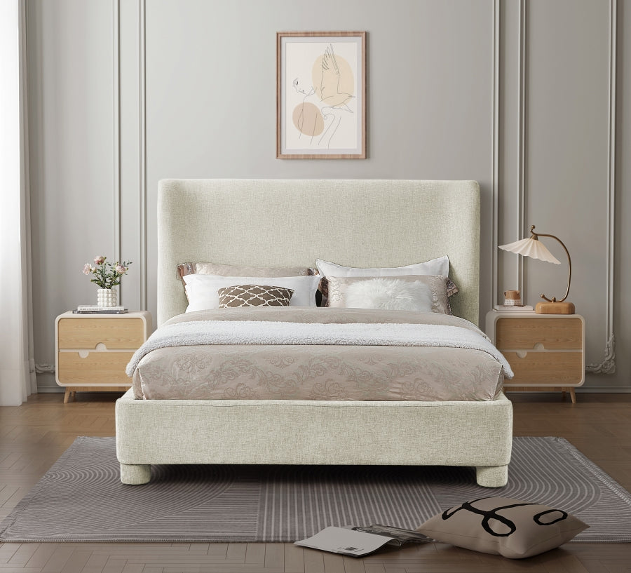 Cream Chenille Fabric Bed