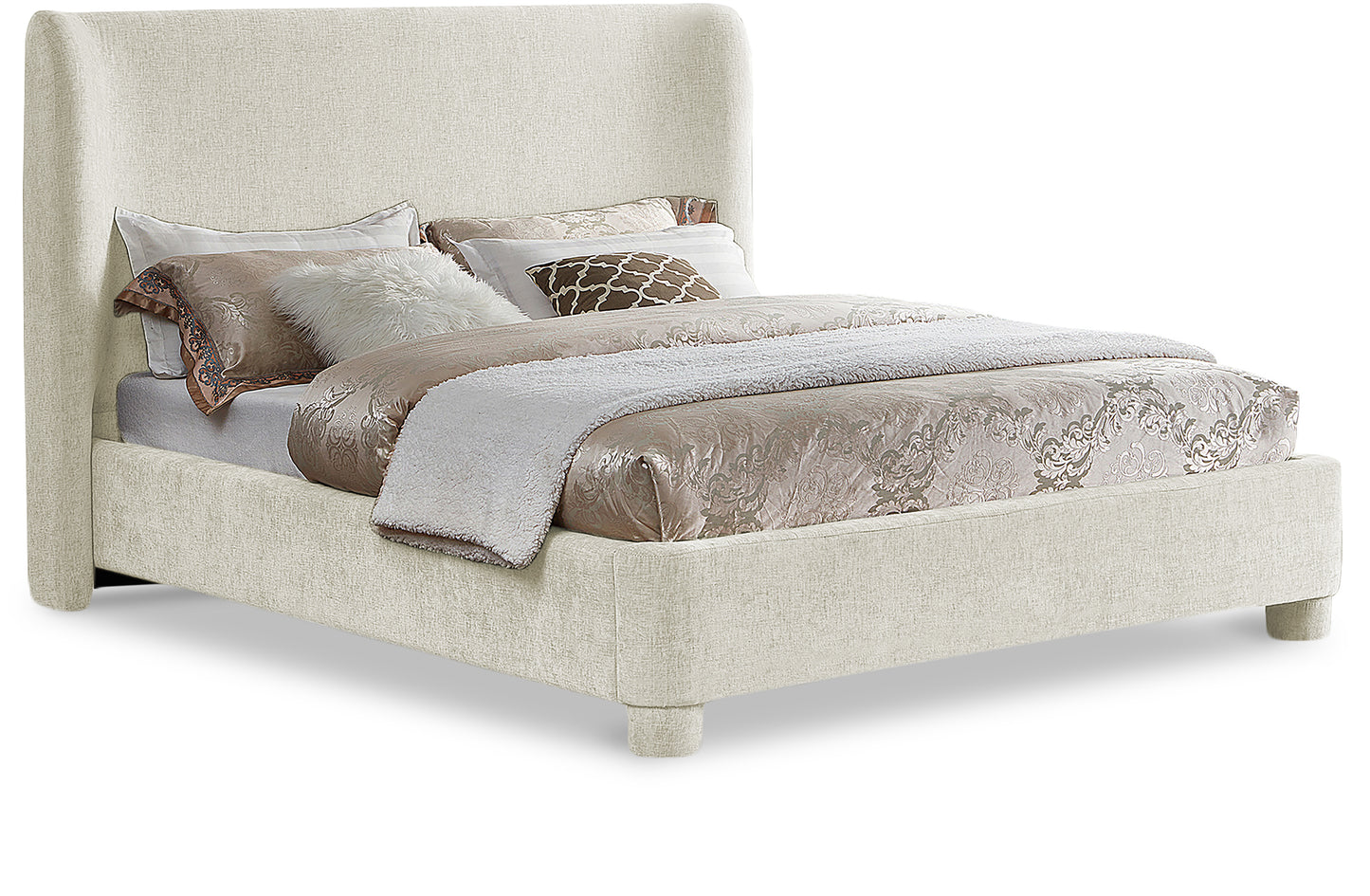 Cream Chenille Fabric Bed