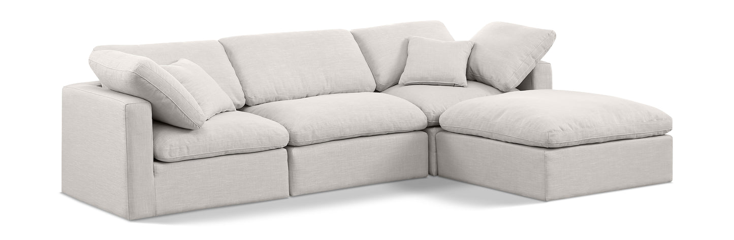 Indulge Linen Textured Fabric Sectional with Ottoman