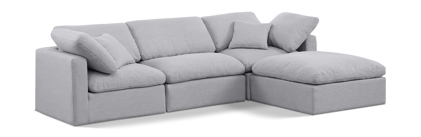 Indulge Linen Textured Fabric Sectional with Ottoman