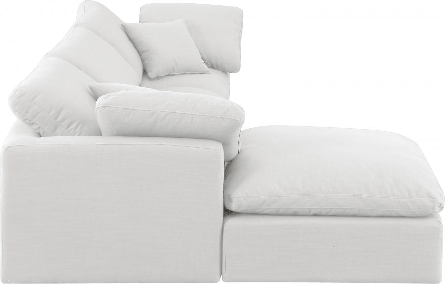 Indulge Linen Textured Fabric Sectional with Ottoman