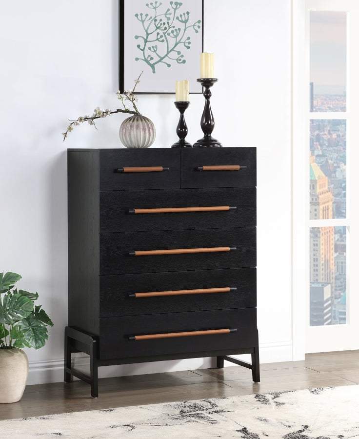 Rosedale 6 Drawer Tall Dresser – Ebony Oak Veneer