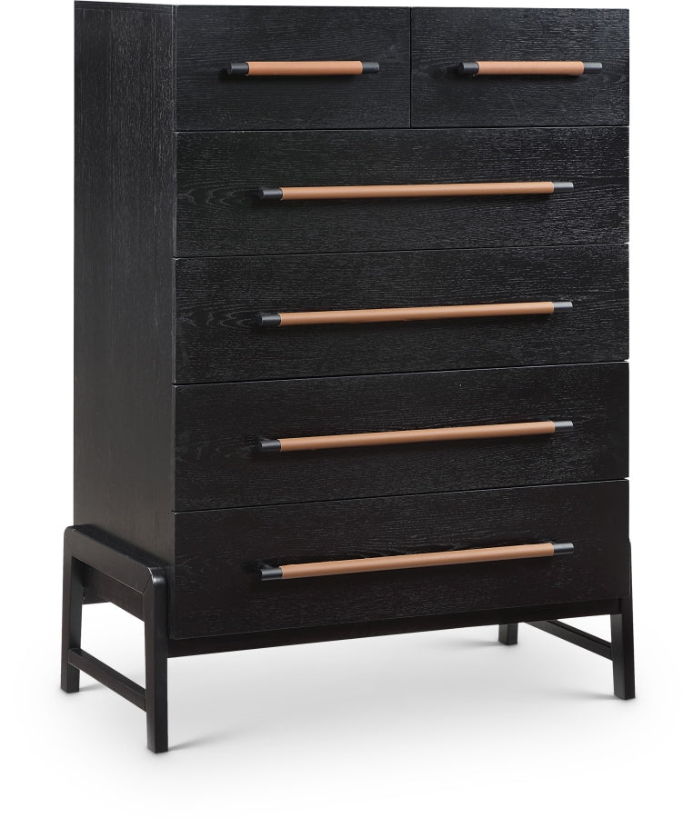 Rosedale 6 Drawer Tall Dresser – Ebony Oak Veneer