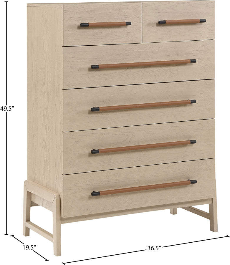 Rosedale 6 Drawer Tall Dresser – Yucca Oak Veneer