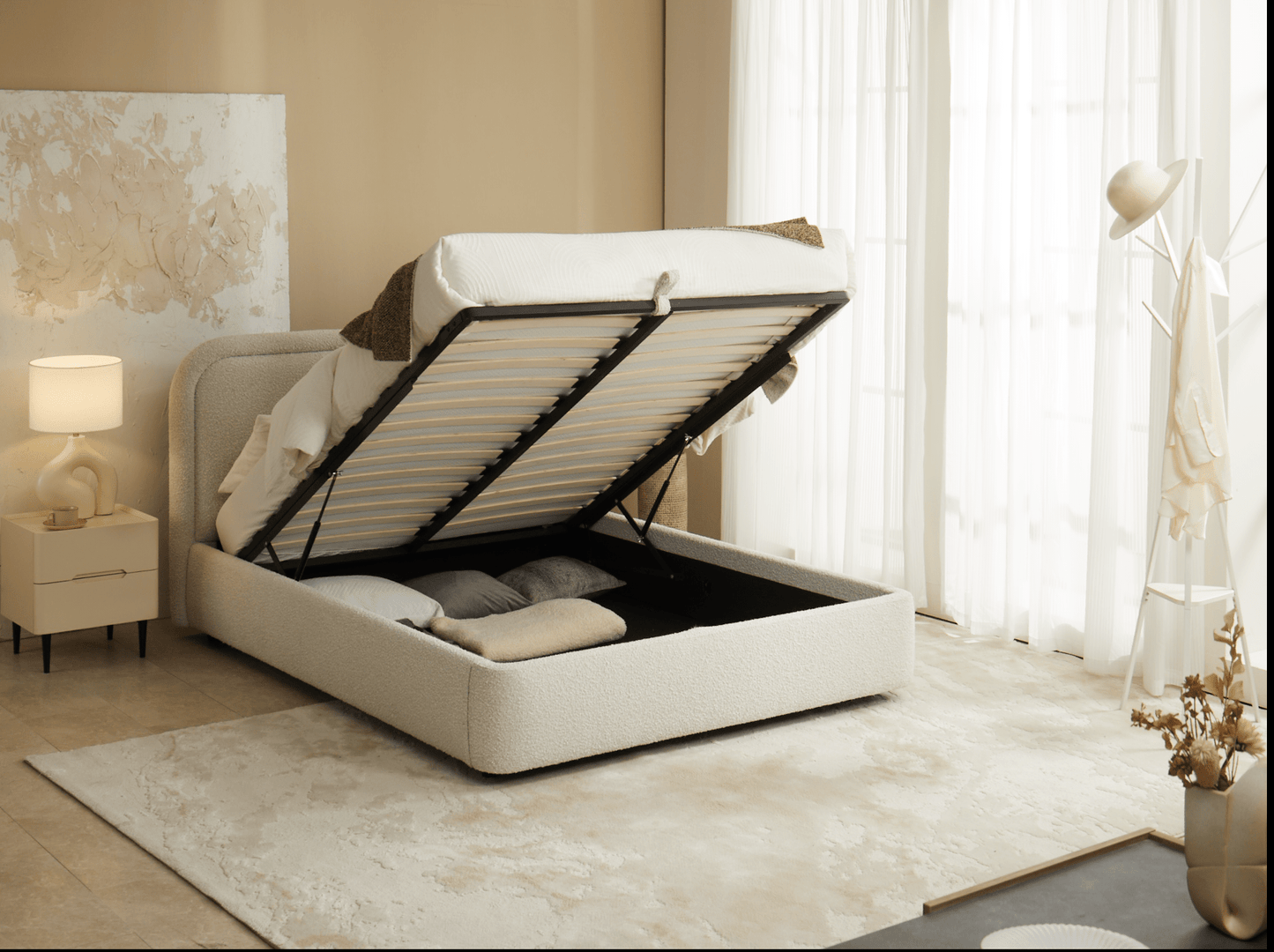 Aurora Storage bed - Ivory Boucle